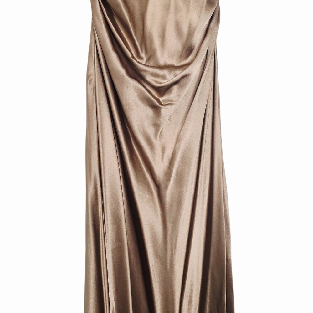 Reformation‎ Casette Midi Dress Croissant Brown Silk Cowl Neck Size 12 NWT - Picture 6 of 12